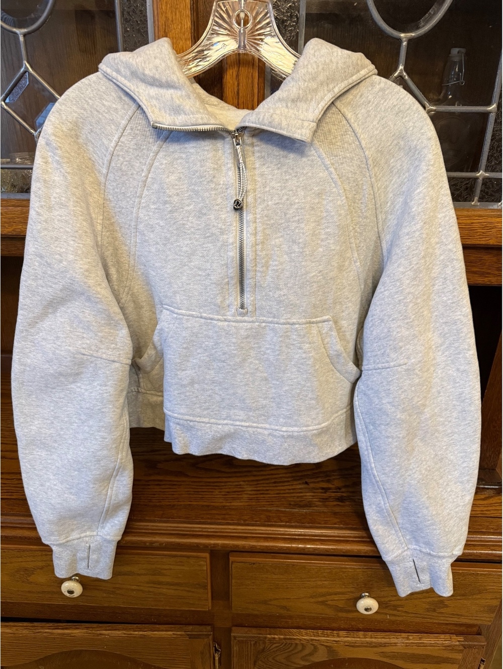 Lululemon Scuba Oversized Half Zip Hoodie XS/S Heathered Core Ultra Light Grey